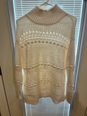 Lou & Grey Cream Cable Bobble Turtleneck Sweater